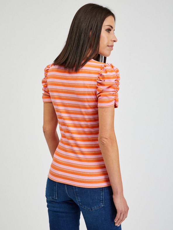 Orsay Rosa und orange gestreiftes Damen-T-Shirt ORSAY