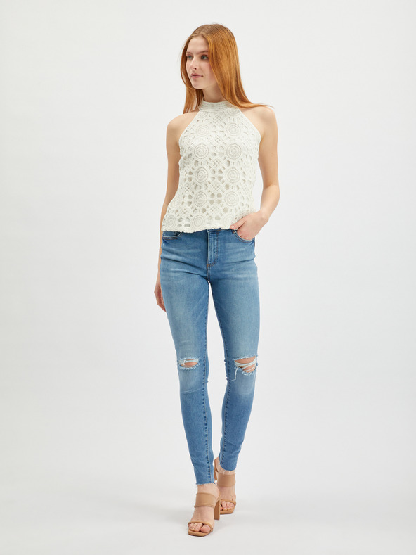 Orsay Cremefarbenes Damen-Spitzentop ORSAY