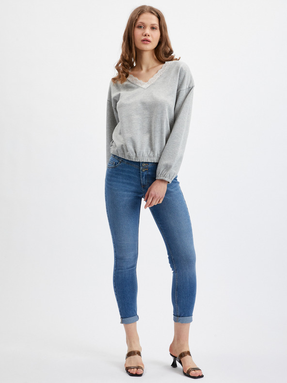 Orsay Hellgraues meliertes Damen-Sweatshirt ORSAY