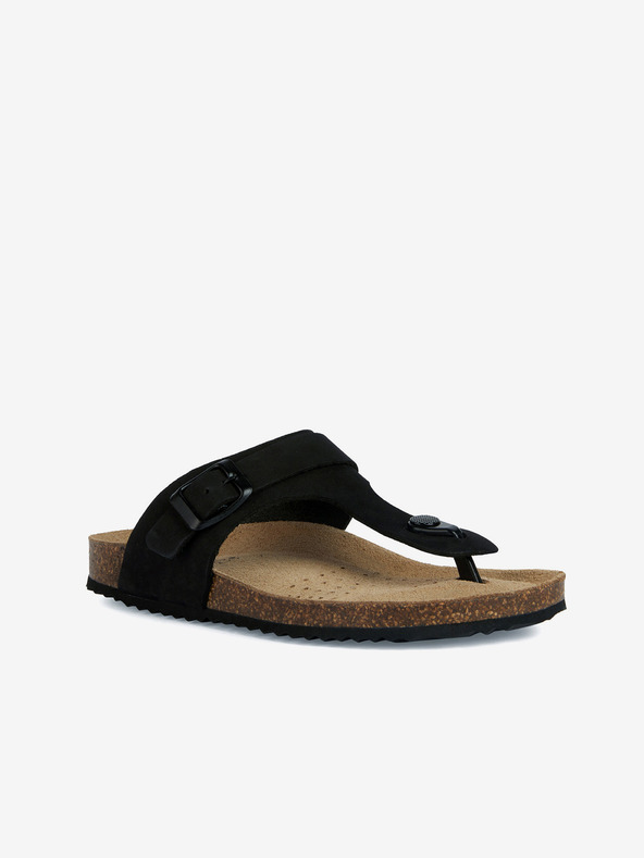 Geox Schwarze Damen Leder Flip Flops Geox