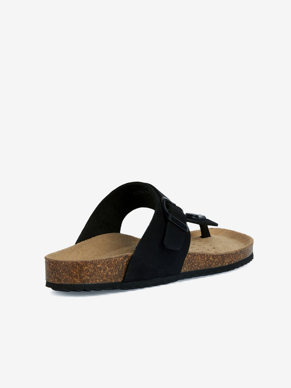 Geox Schwarze Damen Leder Flip Flops Geox