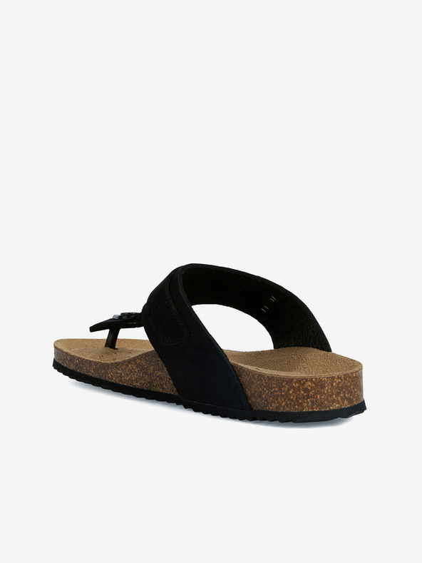 Geox Schwarze Damen Leder Flip Flops Geox