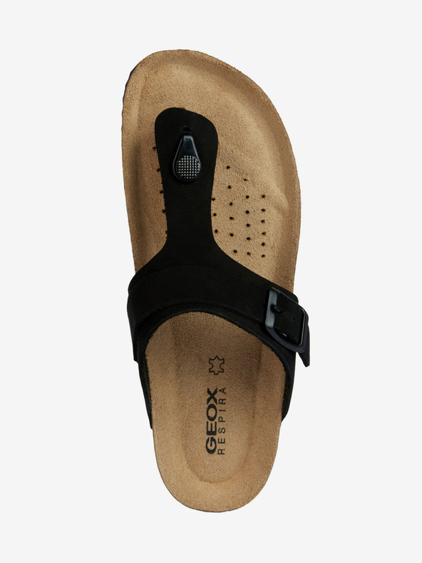 Geox Schwarze Damen Leder Flip Flops Geox