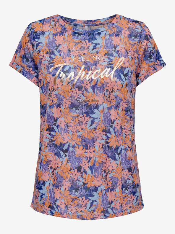 ONLY Orange-blaues T-Shirt mit Blumenmuster ONLY Rilla