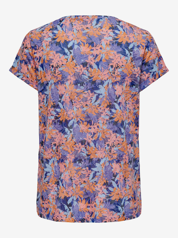 ONLY Orange-blaues T-Shirt mit Blumenmuster ONLY Rilla