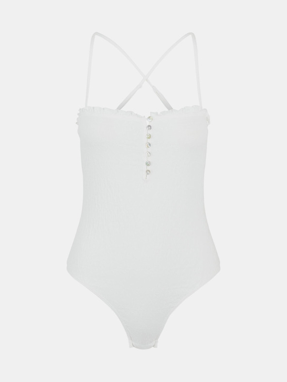 Pieces Weißer Damen-Bodysuit Pieces Leaf