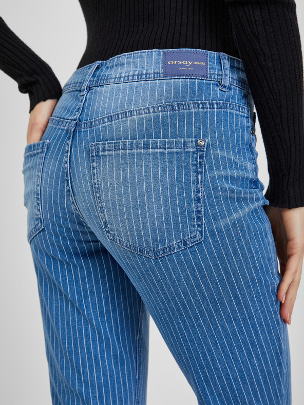 Orsay Blaue gestreifte Slim Fit Jeans für Damen ORSAY