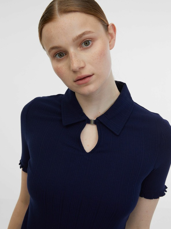 Orsay Blau-cremefarbenes gestreiftes Damen-Poloshirt ORSAY