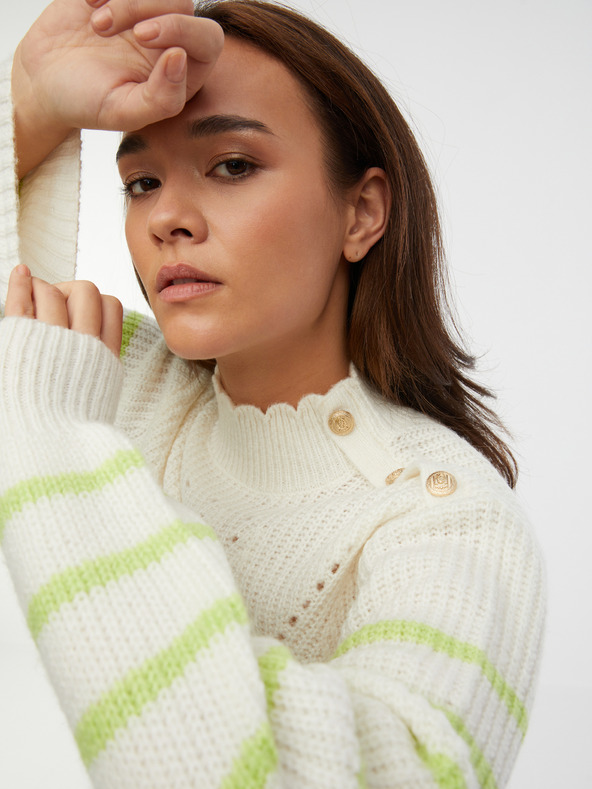 Orsay Grün-weiß gestreifter Damenpullover mit Wolle ORSAY