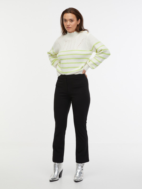 Orsay Grün-weiß gestreifter Damenpullover mit Wolle ORSAY