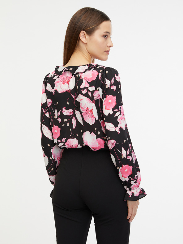 Orsay Rosa-schwarz geblümte Damenbluse ORSAY
