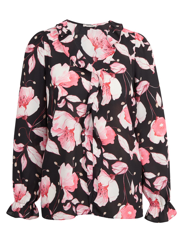 Orsay Rosa-schwarz geblümte Damenbluse ORSAY