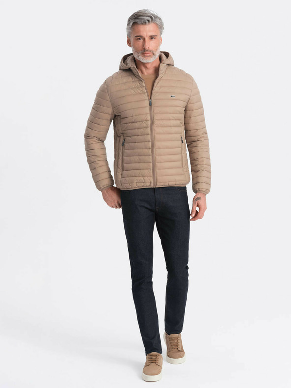 Ombre Clothing Beige Herren Steppjacke Ombre Clothing