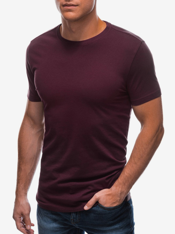 Edoti Burgunderfarbenes Herren-Basic-Shirt Edoti