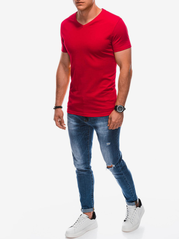 Edoti Rotes Herren Basic-T-Shirt Edoti