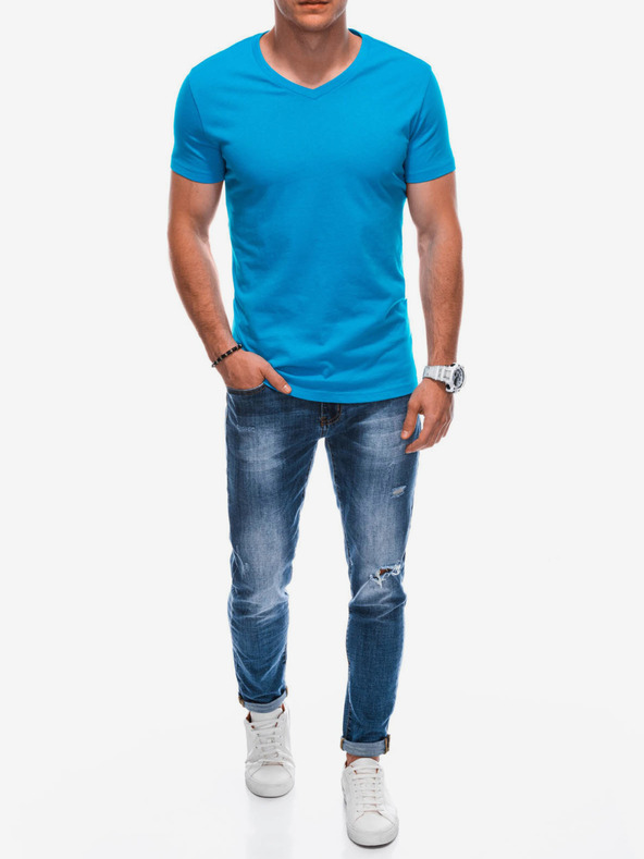 Edoti Hellblaues Herren Basic T-Shirt Edoti
