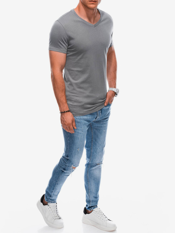 Edoti Dunkelgraues Herren Basic-T-Shirt Edoti