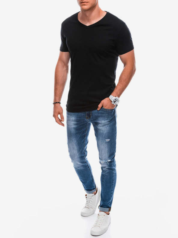 Edoti Schwarzes Herren-Basic-T-Shirt Edoti