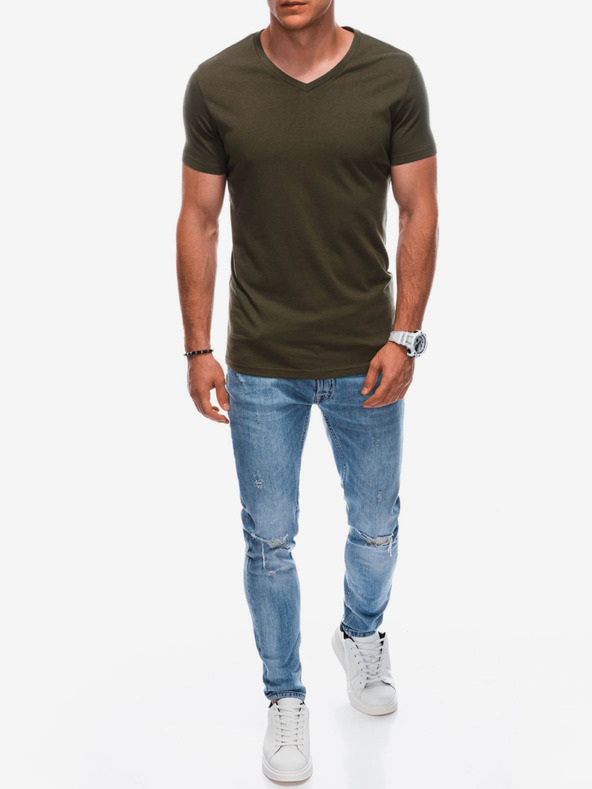 Edoti Khaki Herren Basic-T-Shirt Edoti