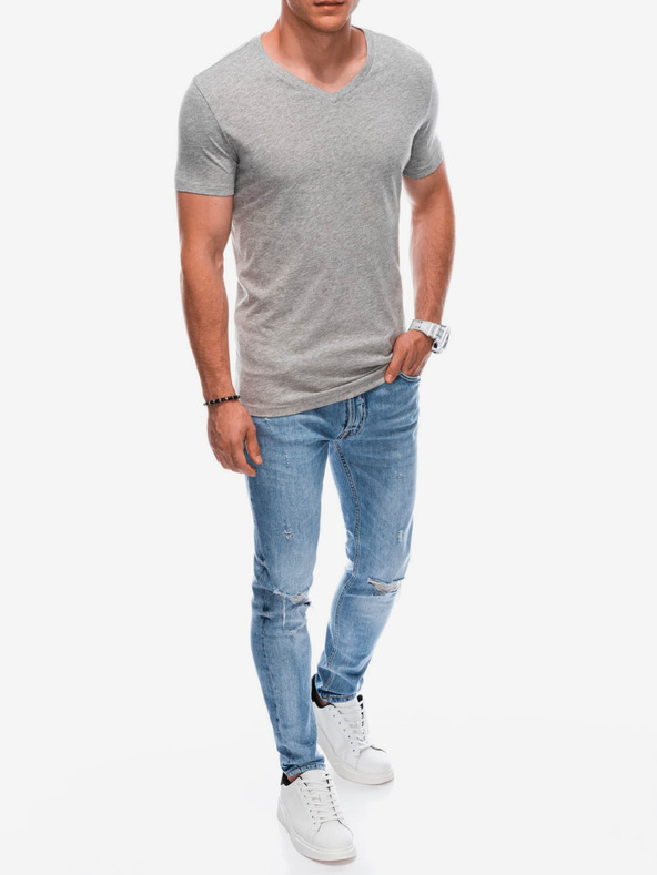 Edoti Graues Herren Basic-T-Shirt Edoti
