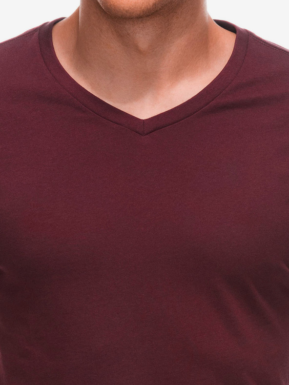 Edoti Burgunderfarbenes Herren-Basic-Shirt Edoti