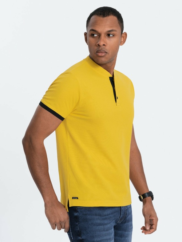 Ombre Clothing Gelbes Herren-Poloshirt Ombre Clothing
