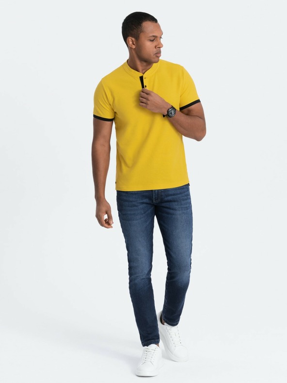 Ombre Clothing Gelbes Herren-Poloshirt Ombre Clothing