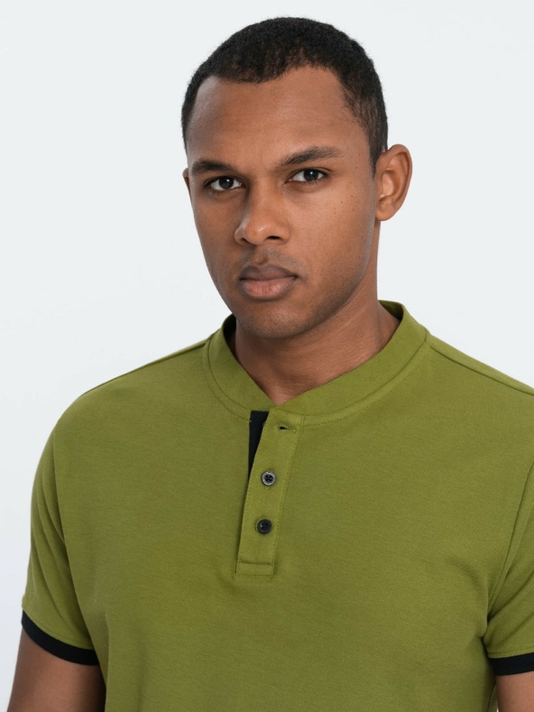 Ombre Clothing Hellgrünes Herren-Poloshirt Ombre Kleidung