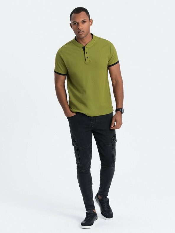 Ombre Clothing Hellgrünes Herren-Poloshirt Ombre Kleidung