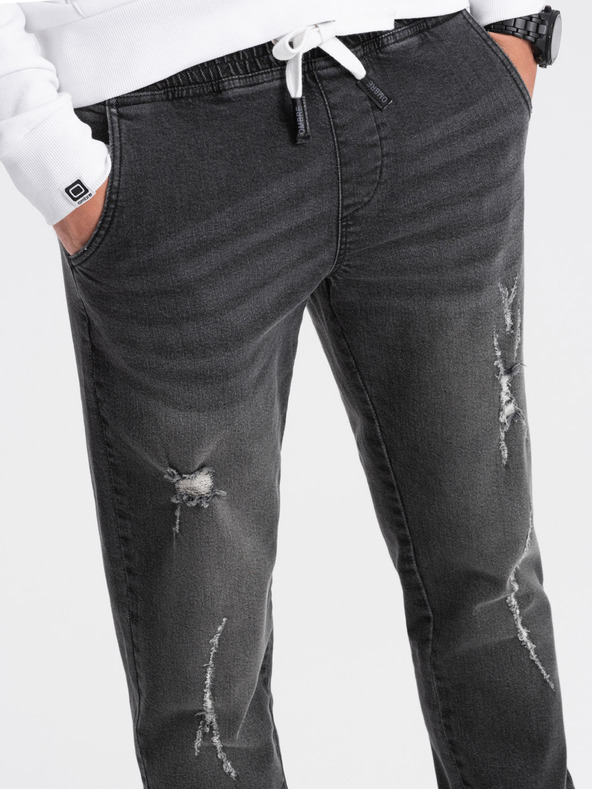 Ombre Clothing Dunkelgraue Herren-Ripstop-Jeans Ombre Clothing