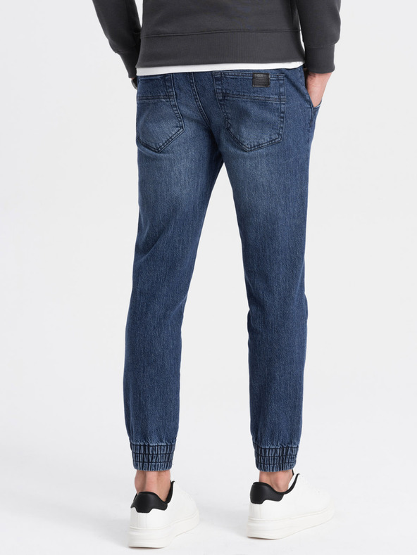 Ombre Clothing Dunkelblaue Herrenjeans mit Rippstrick Ombre Clothing