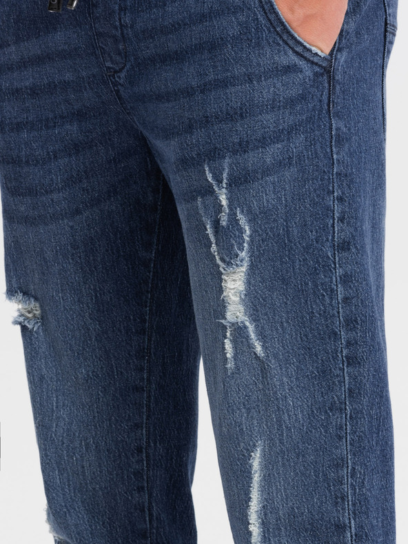 Ombre Clothing Dunkelblaue Herrenjeans mit Rippstrick Ombre Clothing