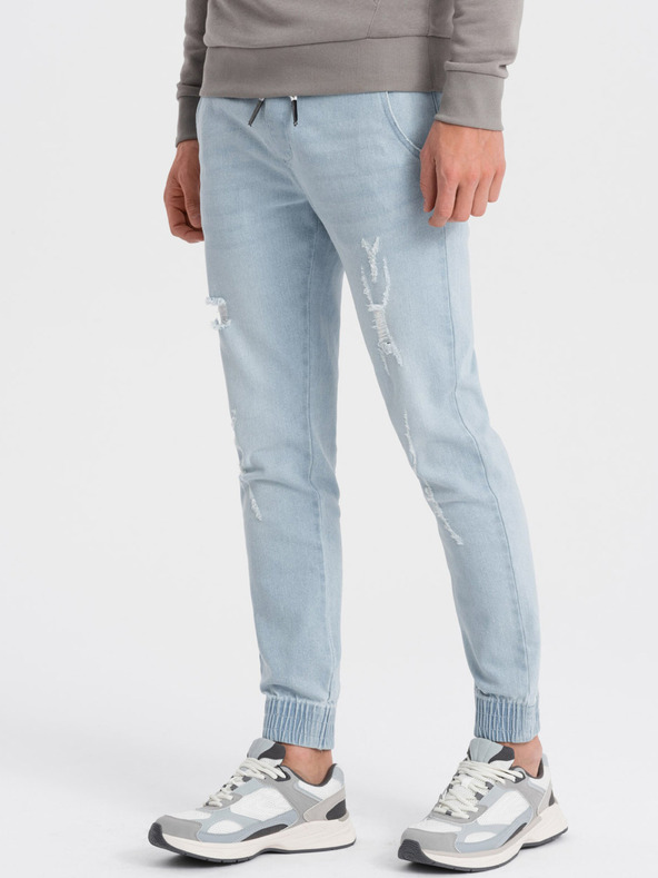 Ombre Clothing Hellblaue Herren Jeans mit Zippverschluss Ombre Clothing
