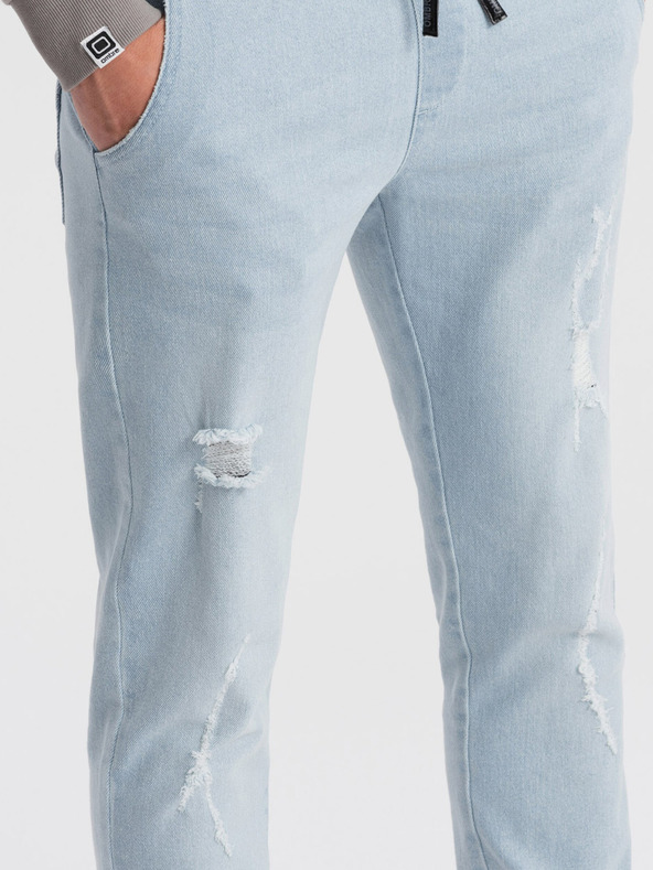 Ombre Clothing Hellblaue Herren Jeans mit Zippverschluss Ombre Clothing