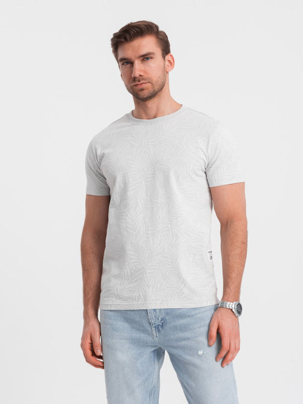 Ombre Clothing Hellgraues gemustertes Herren-T-Shirt Ombre Clothing