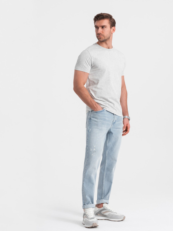 Ombre Clothing Hellgraues gemustertes Herren-T-Shirt Ombre Clothing