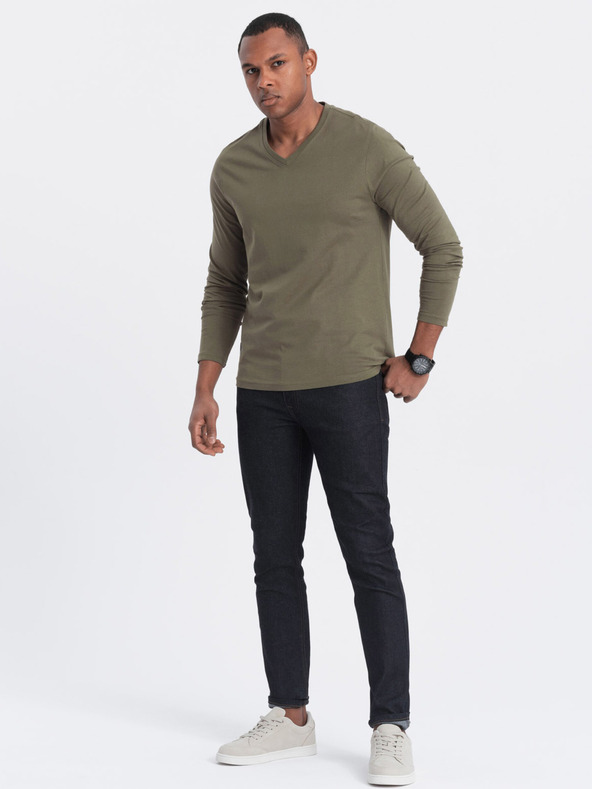 Ombre Clothing Khakifarbenes Herren-T-Shirt Ombre Clothing