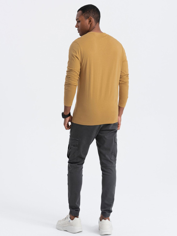 Ombre Clothing Senffarbenes Herren-Basic-Shirt Ombre Clothing