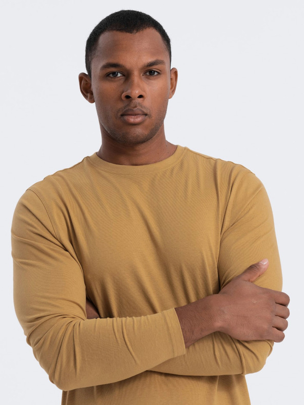 Ombre Clothing Senffarbenes Herren-Basic-Shirt Ombre Clothing