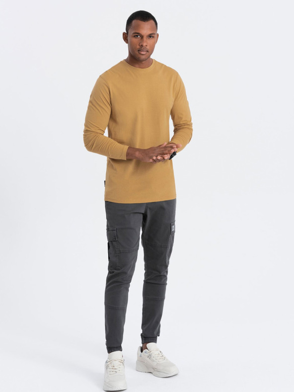 Ombre Clothing Senffarbenes Herren-Basic-Shirt Ombre Clothing