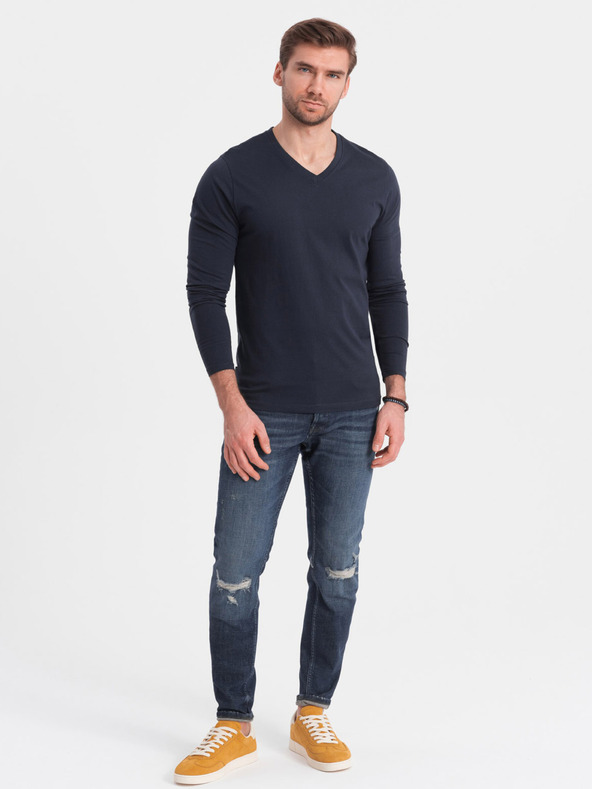 Ombre Clothing Dunkelblaues Herren-T-Shirt Ombre Clothing