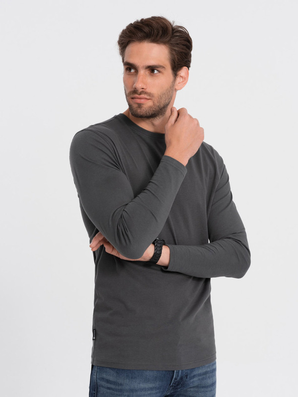 Ombre Clothing Dunkelgraues Herren-Basic-T-Shirt Ombre Clothing