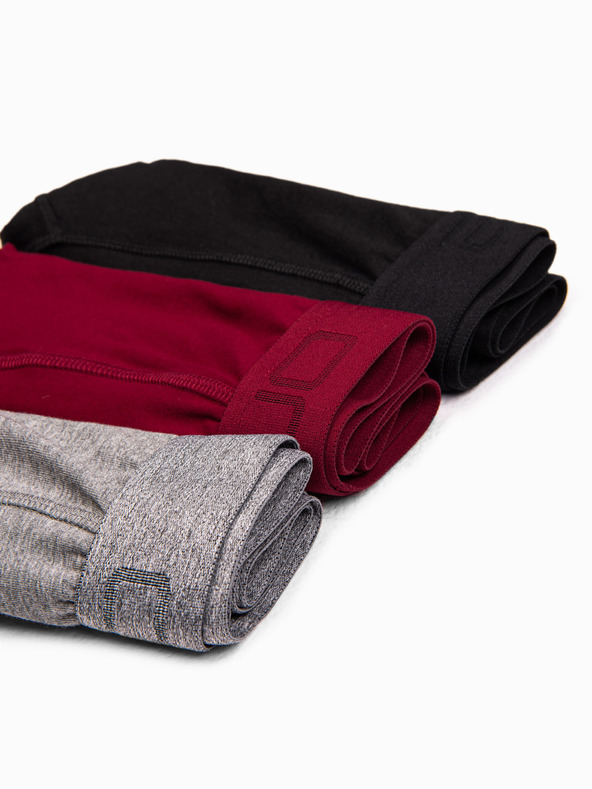 Ombre Clothing Dreier-Set Herren-Boxershorts in Grau, Burgunderrot und Schwarz Ombre Clothing