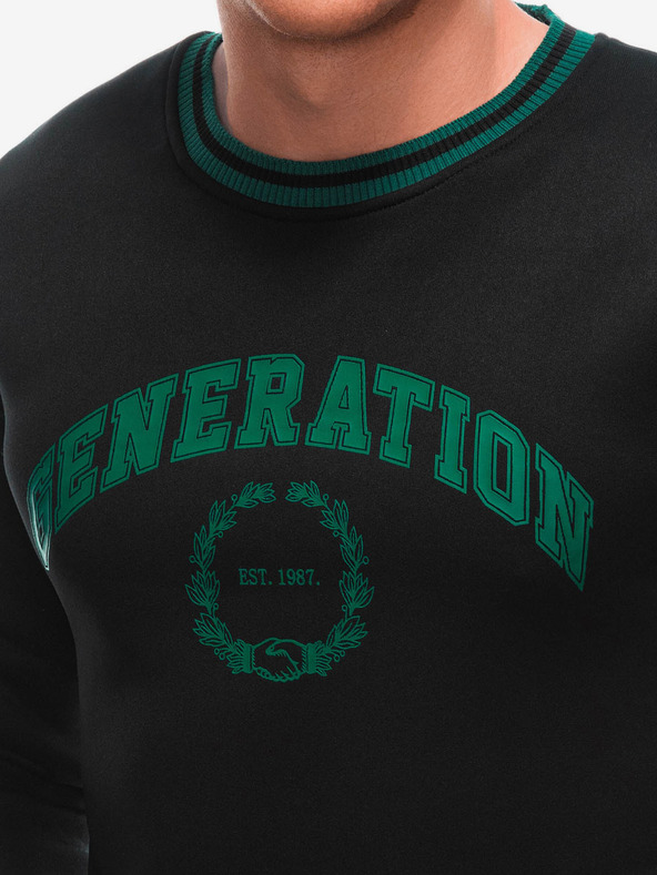 Edoti Grün und schwarz bedrucktes Herren-Sweatshirt Edoti