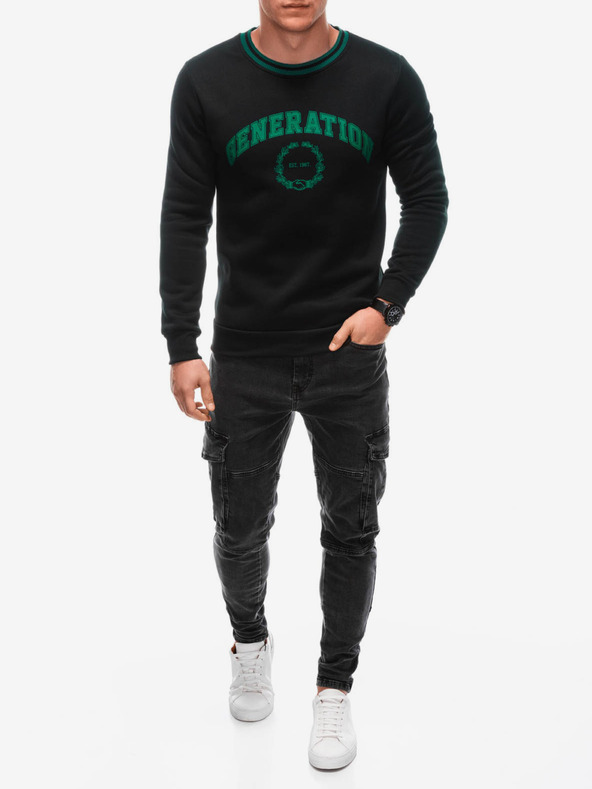 Edoti Grün und schwarz bedrucktes Herren-Sweatshirt Edoti