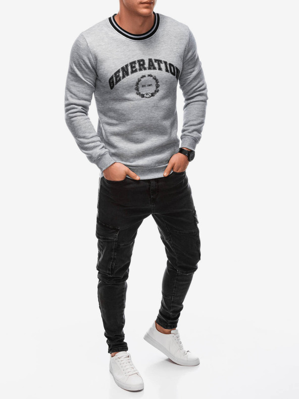 Edoti Graues bedrucktes Herren-Sweatshirt Edoti