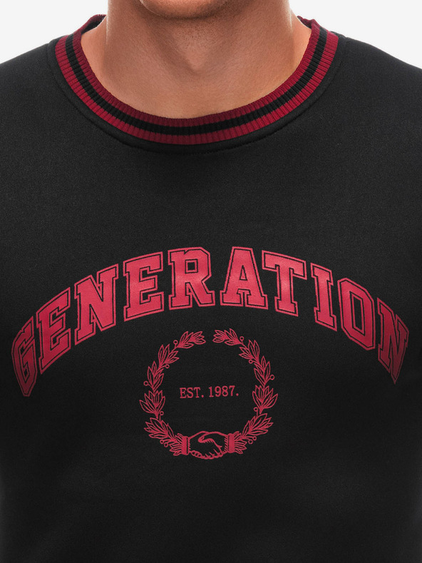 Edoti Rotes und schwarzes bedrucktes Herren-Sweatshirt Edoti