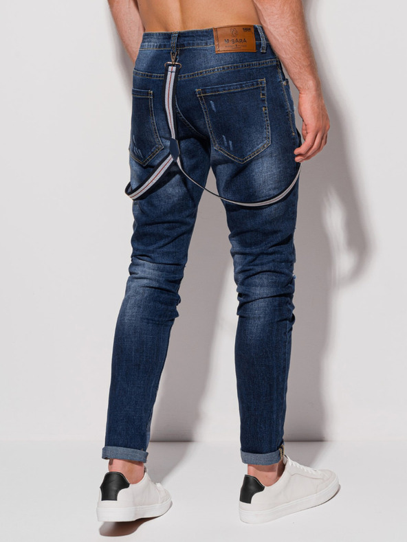 Edoti Dunkelblaue Herrenjeans mit Ripstop-Effekt Edoti