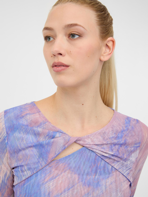 Orsay Hellrosa gemustertes Damen-T-Shirt mit langen Ärmeln ORSAY