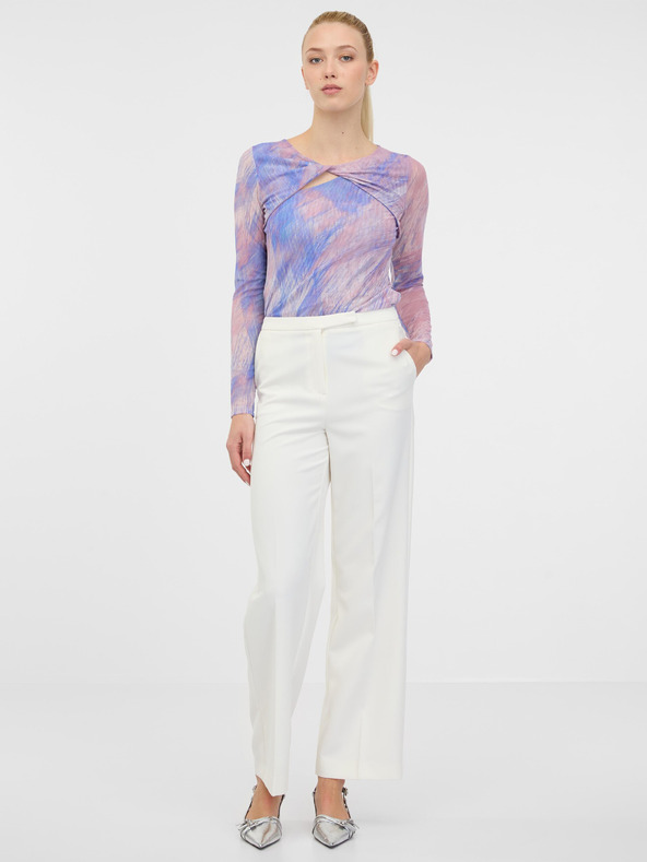 Orsay Hellrosa gemustertes Damen-T-Shirt mit langen Ärmeln ORSAY